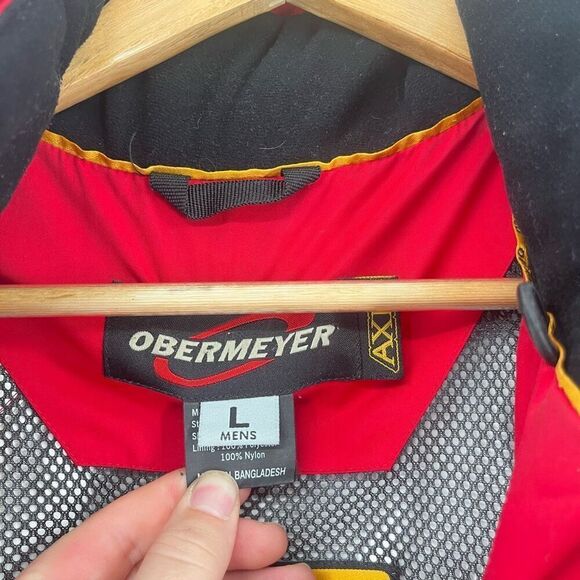 Obermeyer Ski Jacket Insulated Snowboard Hooded Full Zip Red Cream Mens Large - Picture 7 of 11